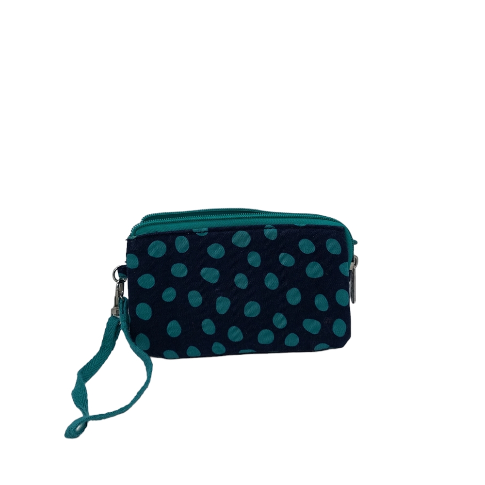 Thirty-One Teal Polka Dot Wristlet